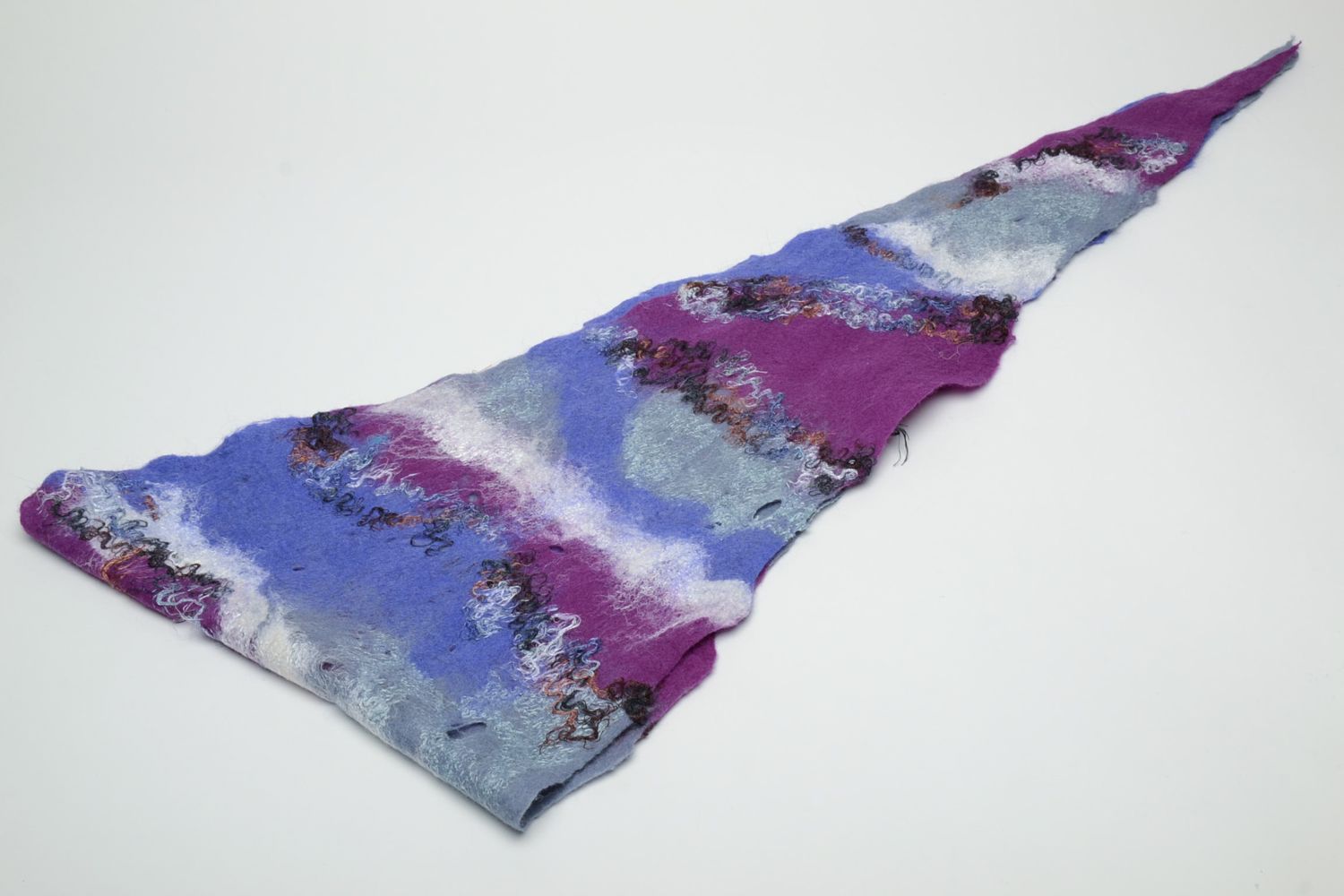 Felted wool scarf in blue color palette photo 3