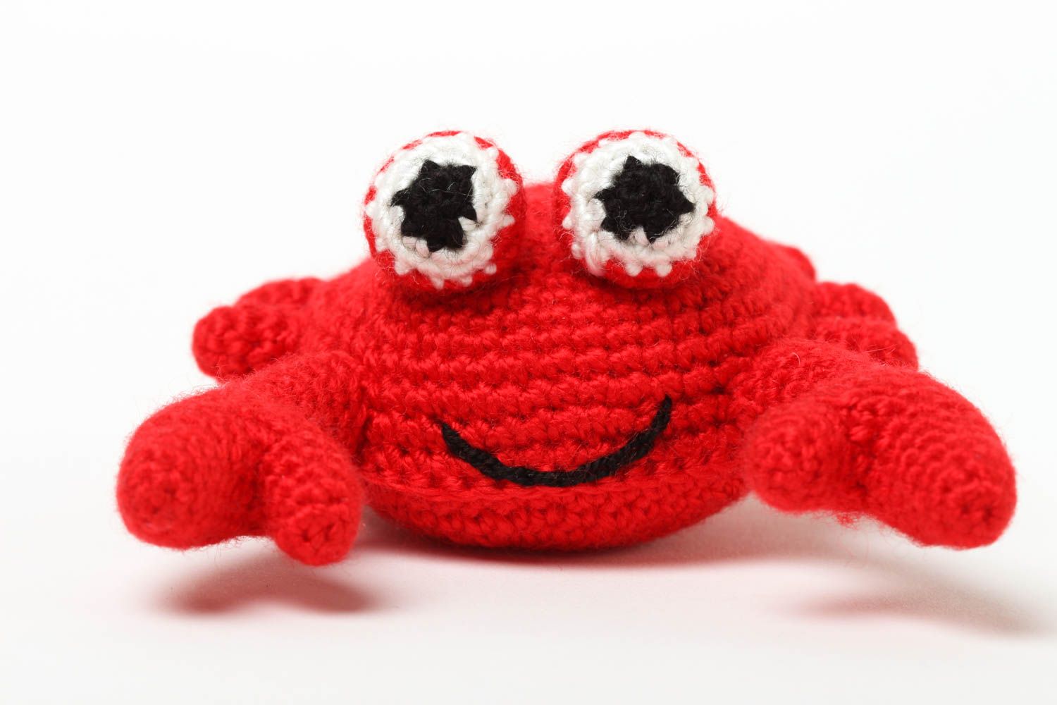 Hochet bébé fait main Jouet éveil Cadeau enfant tricot coton crabe rouge  photo 2