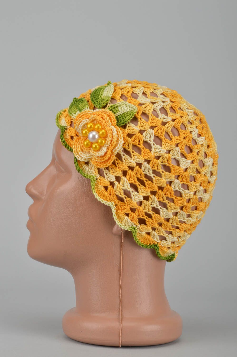 Spring knitted cap designer cap for girls unusual children headwear cute hat photo 2