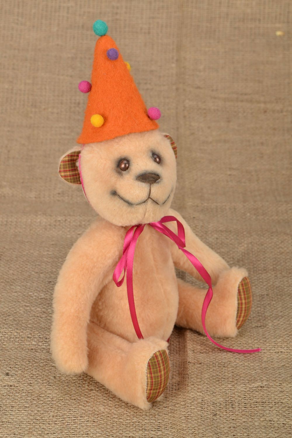 Handmade toy Bear in a Party Hat photo 1