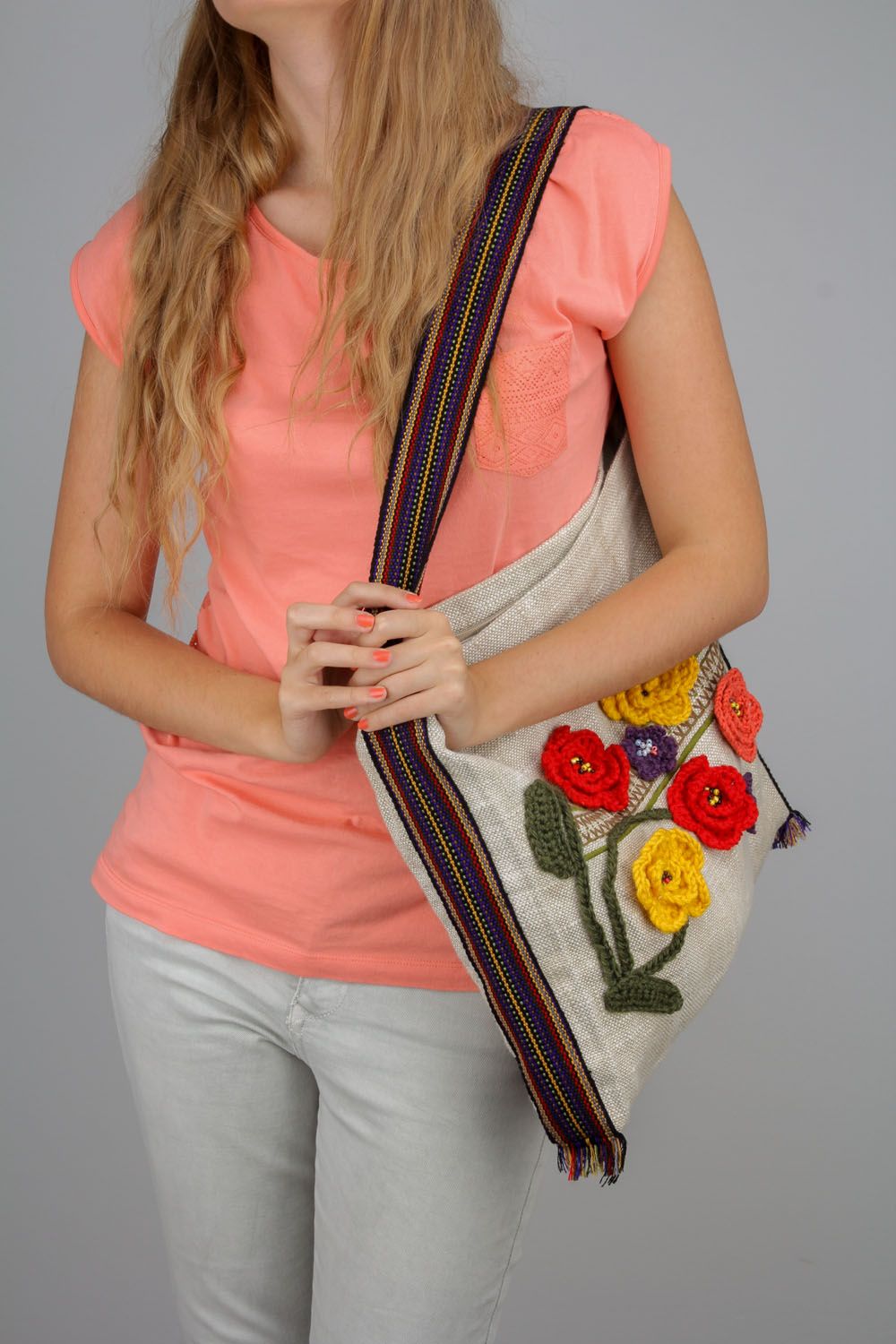 Borsa interessante tessile fatta a mano borsetta bella accessorio da ragazza foto 1