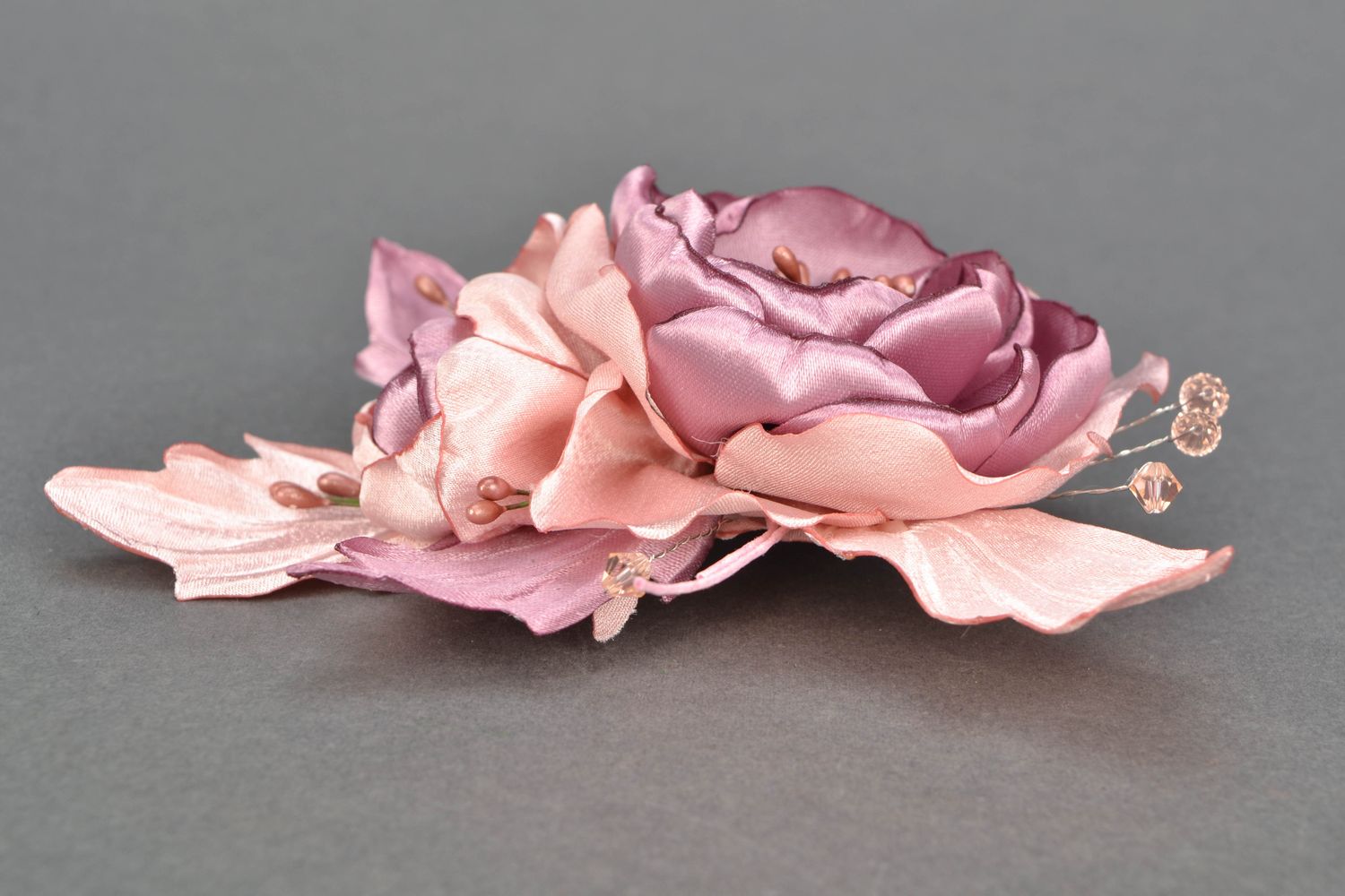 Handmade fabric flower brooch Rose photo 4