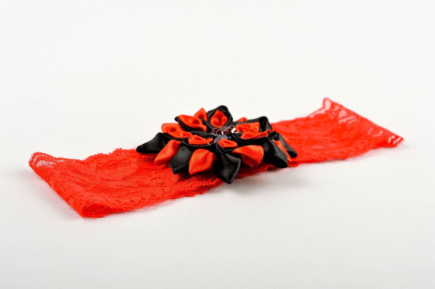 Повязка на голову ручной работы повязка для девочки детская повязка красная фото 3
