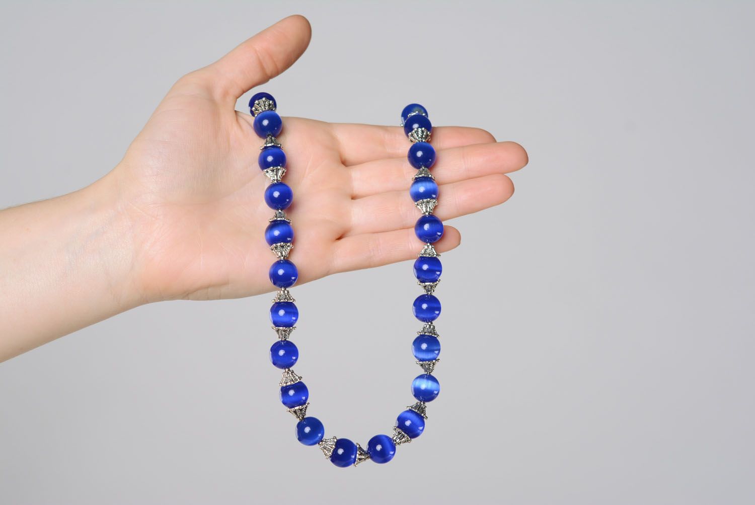 Schmucksachen-Set in Blau aus echten Steinen Collier und Ohrringe foto 4