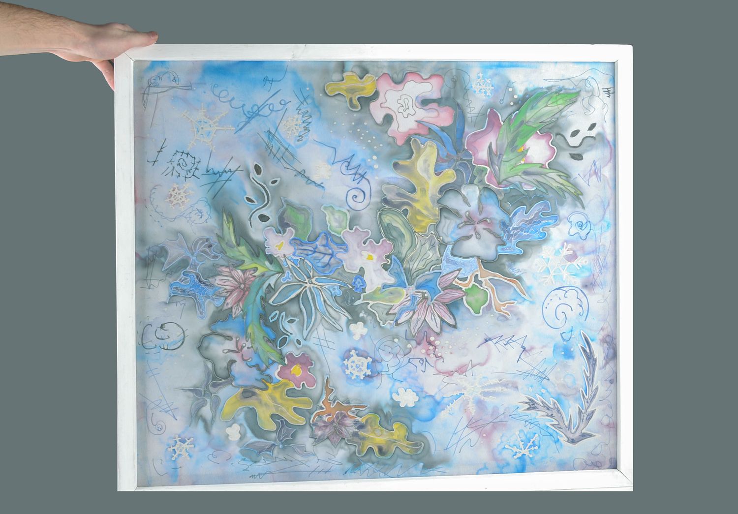 Картина в технике батик ручной работы Морские цветы фото 1