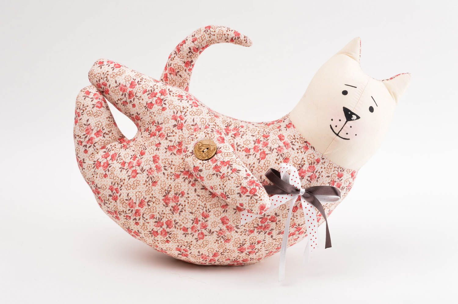 Katze Stofftier handgemachtes Kleinkinder Spielzeug schönes Designer Geschenk foto 2