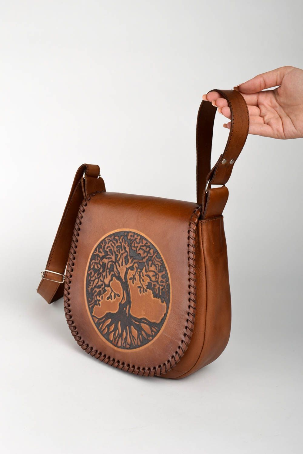 Handmade leather accessories designer shoulder bag stylish purse for women photo 3