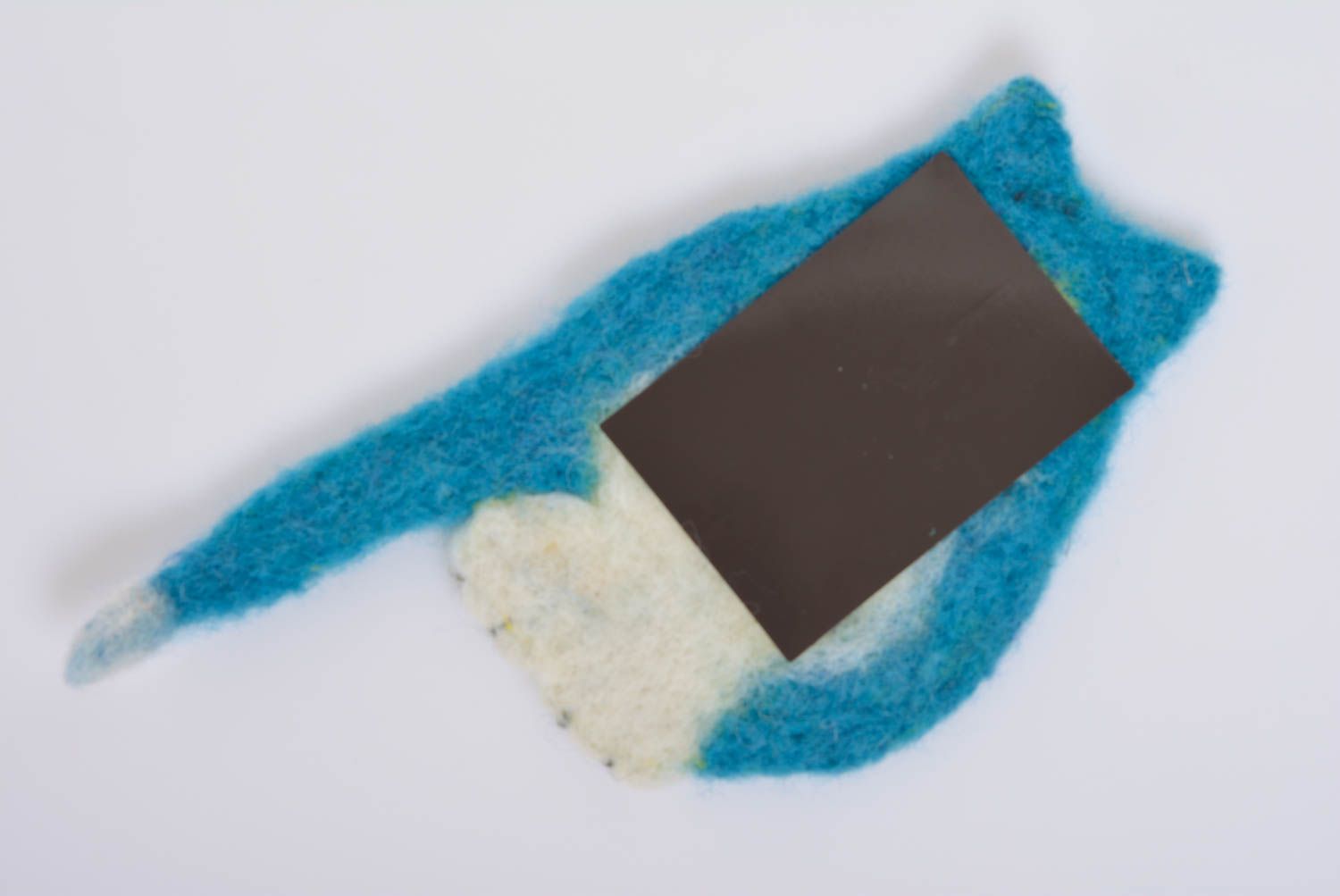 Магнит на холодильник в технике валяния из шерсти котик голубой хенд мейд фото 5