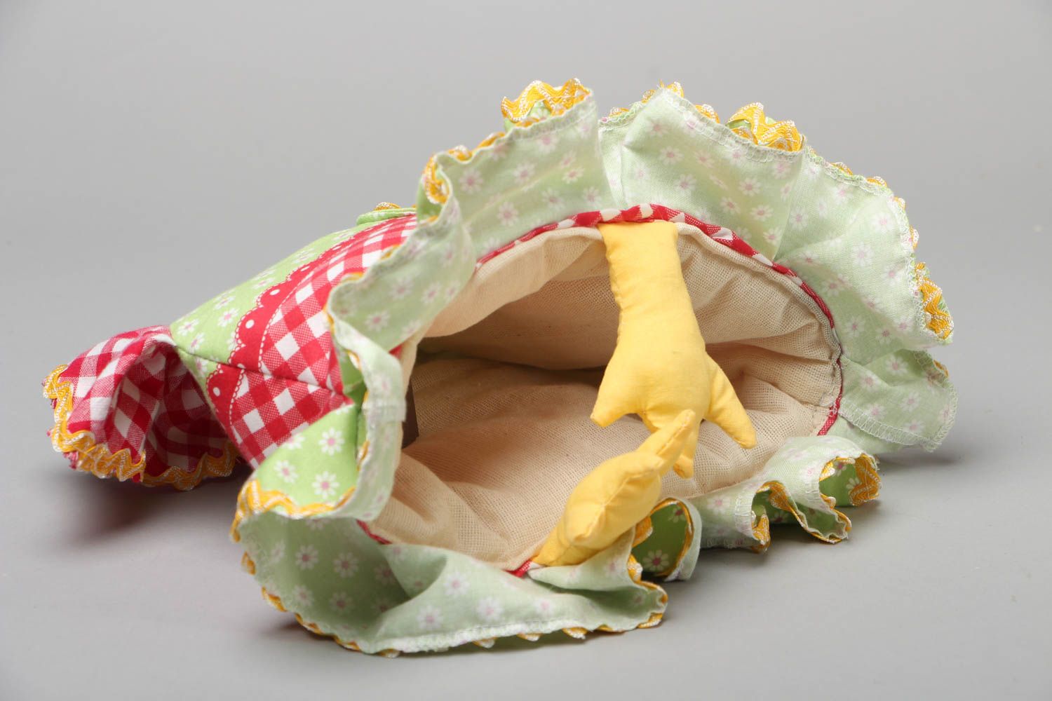 Handmade decorative soft colorful fabric teapot cozy Chicken  photo 3