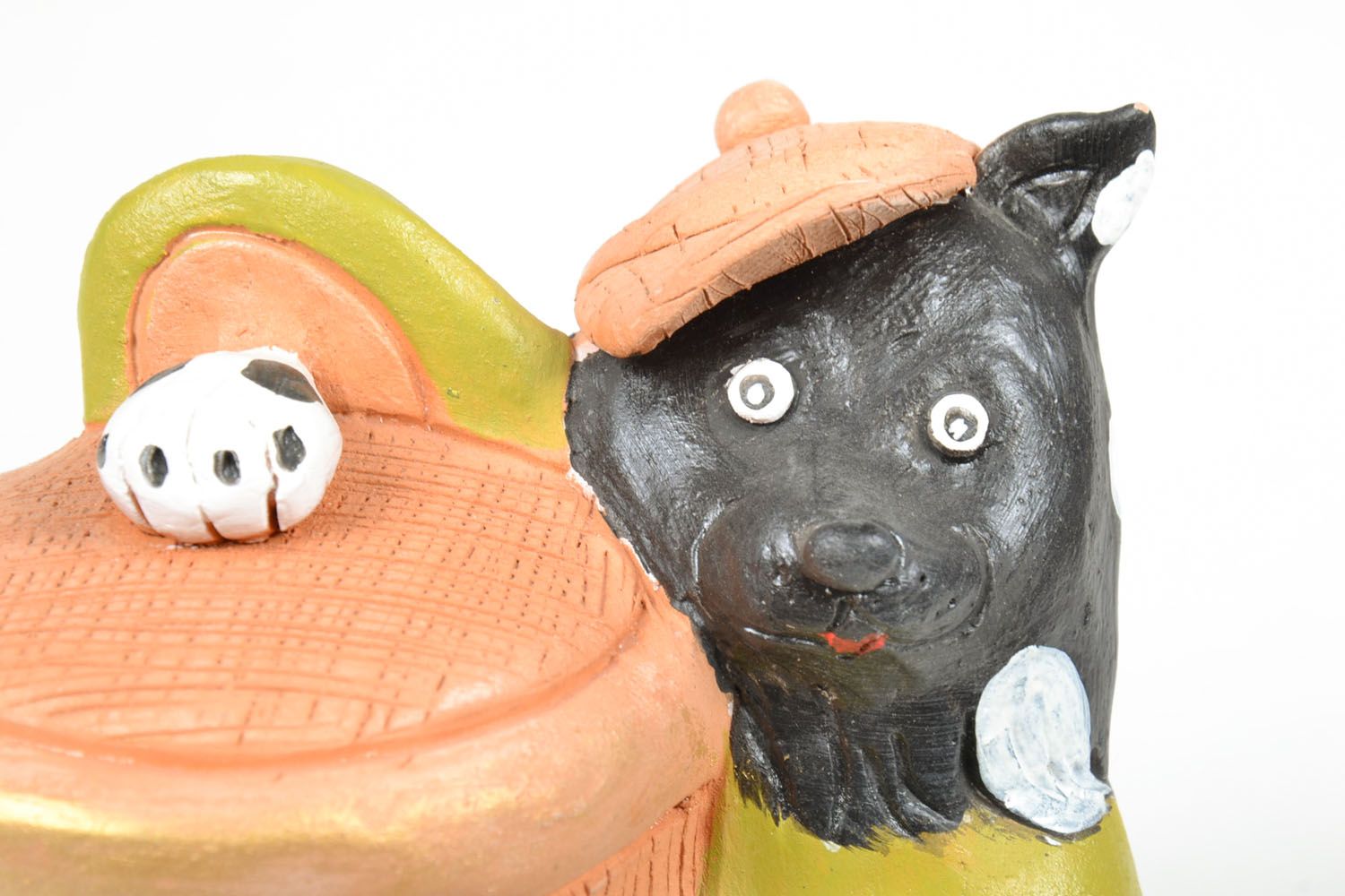 Hucha de cerámica Perro con barril foto 3