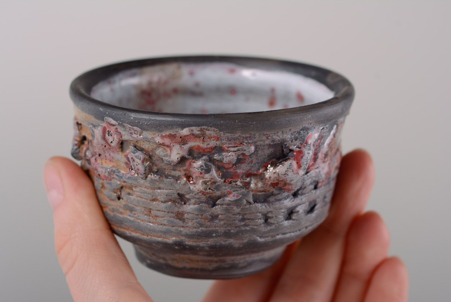 Unusual beautiful small handmade clay bowl for decor photo 5