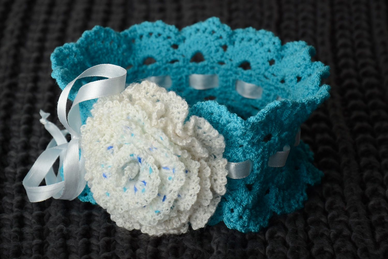 Children's handmade crochet flower headband photo 1