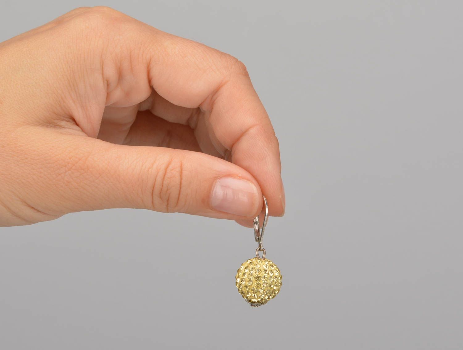 Small handmade metal earrings beaded ball earrings designer jewelry for her photo 1