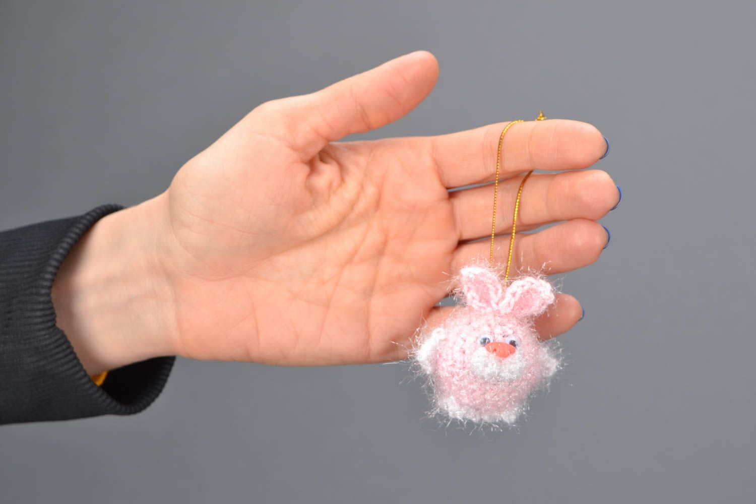 Crochet designer keychain in the shape of hare photo 2