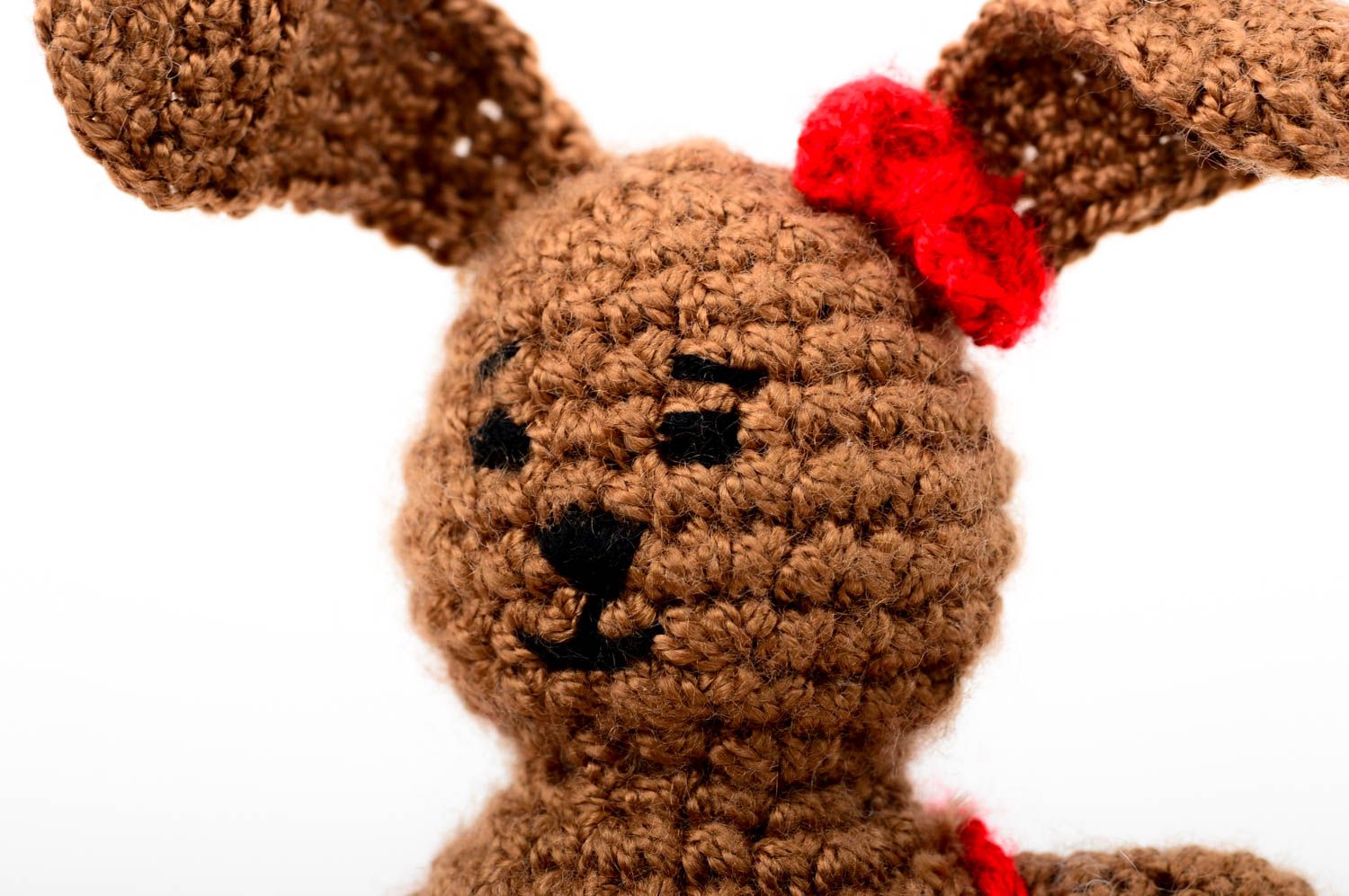 Doudou lapin fait main Jouet tricot en fils acryliques au crochet Cadeau enfant photo 5