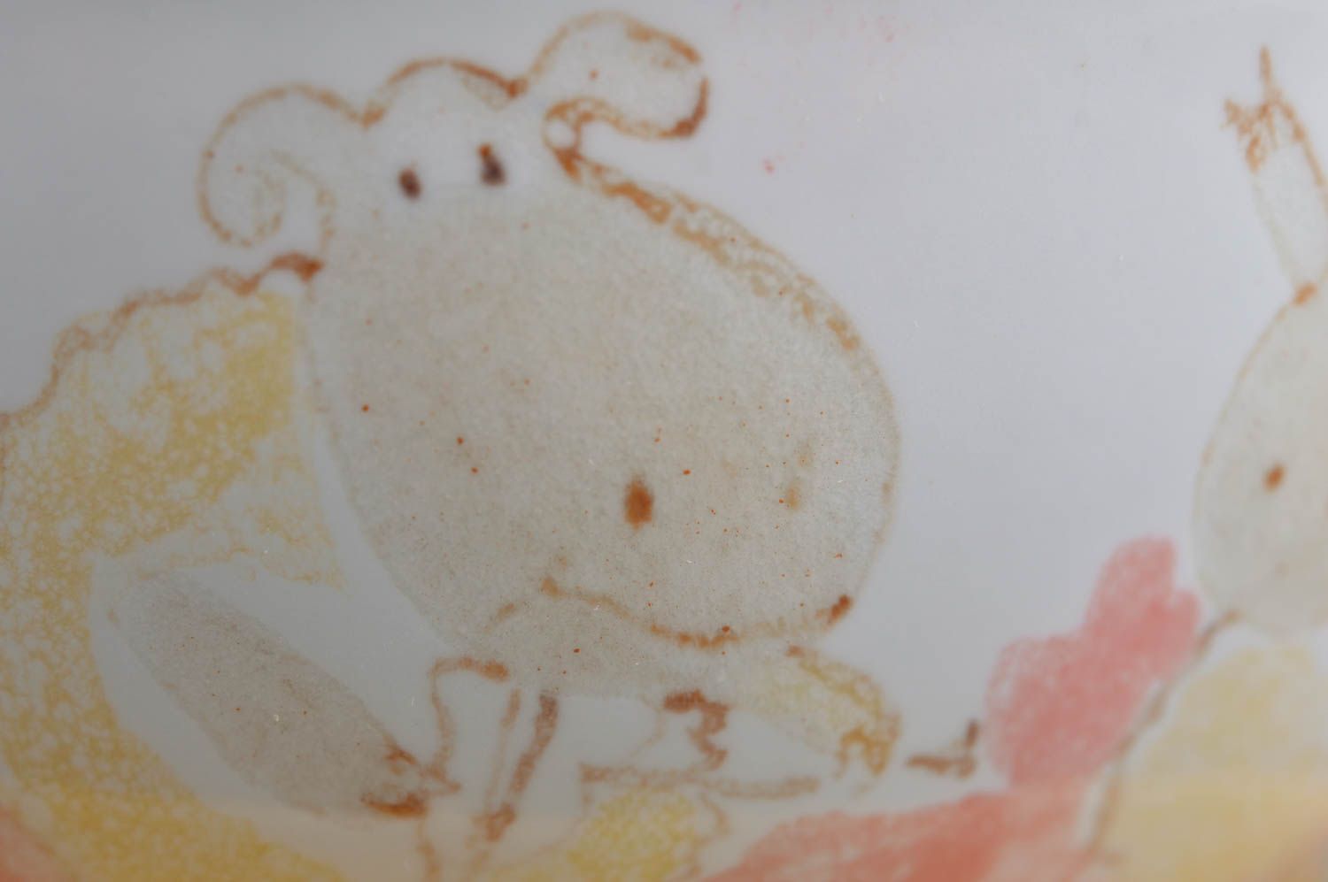 Taza y plato pequeño de porcelana pintados originales bonitos para niños Ovejas foto 2