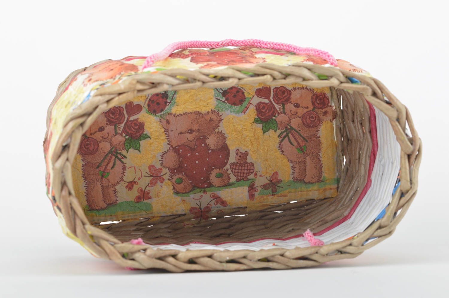 Плетеная корзинка ручной работы корзина из бумажных трубочек декор дома фото 3