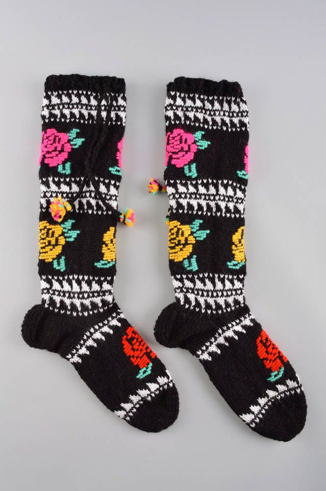 Носки ручной работы зимние носки вязаный аксессуар носки ручной вязки длинные  фото 2