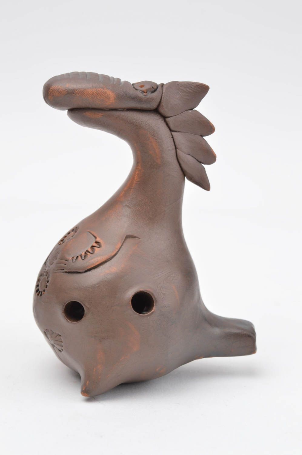 Глиняная свистулька статуэтка ручной работы фигурка животного свистулька Дракон фото 2