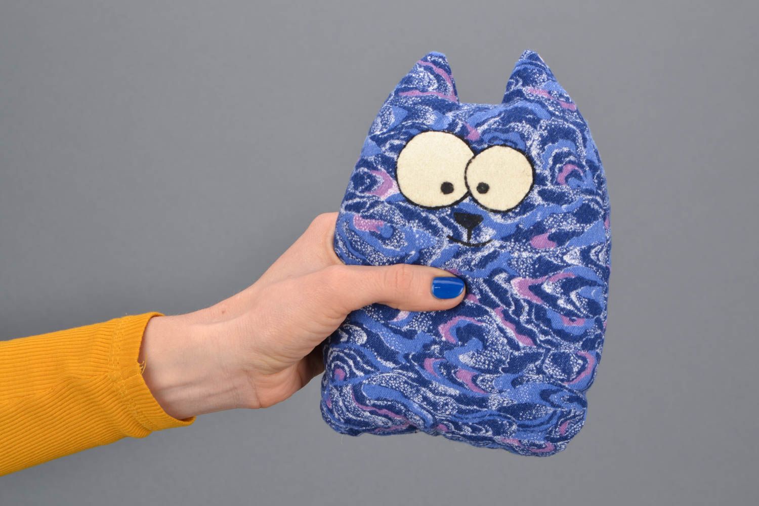 Homemade fabric toy Blue Cat photo 1