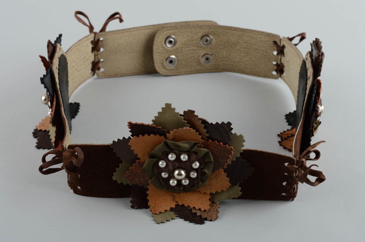 Cinturón de cuero artesanal con metal accesorio para mujer regalo original foto 2