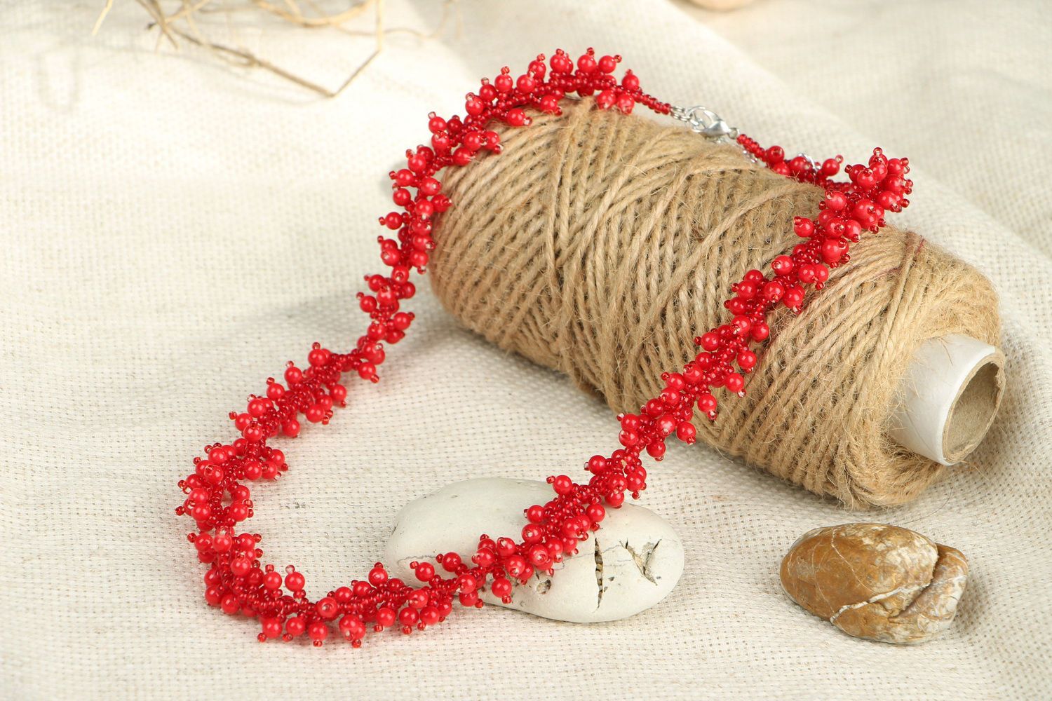 Coral necklace with Czech beads photo 4