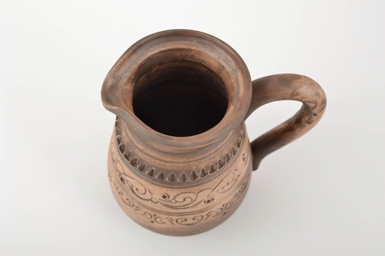 Braune keramische Kanne für Kaffee mit Musterung 500 ml künstlerische Handarbeit foto 3