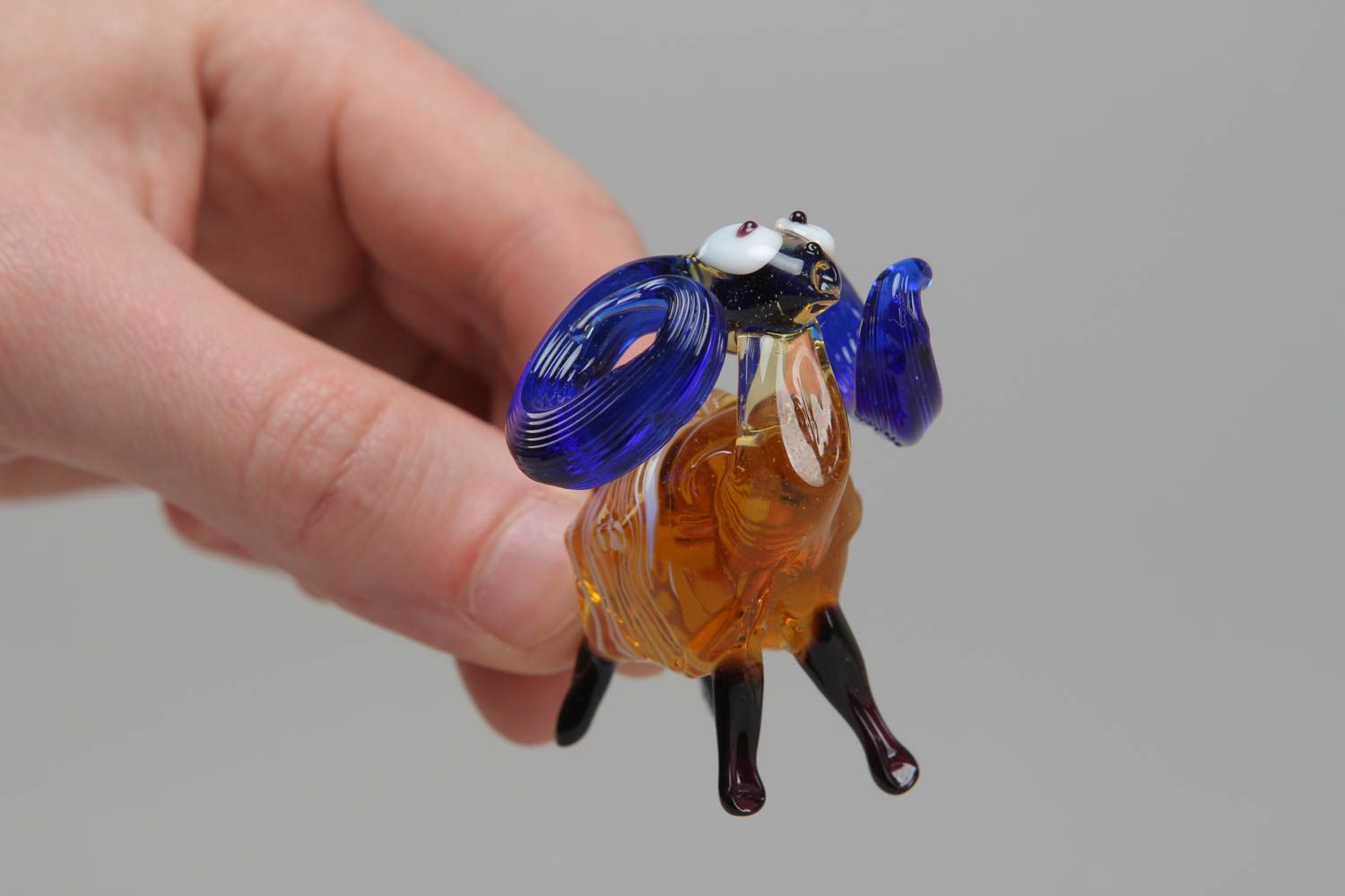 Figurine miniature en verre au chalumeau multicolore faite main Mouton photo 4