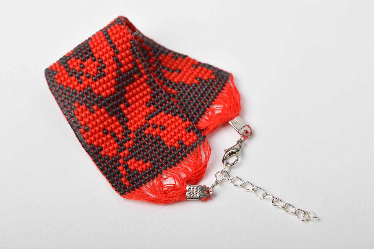 Модная бижутерия ручной работы красный браслет из бисера модный браслет фото 5