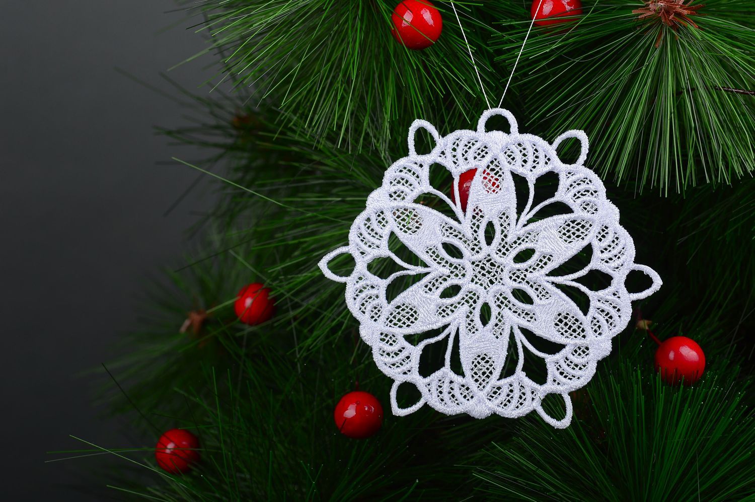 Handmade lace snowflake Christmas tree decor home decor decorative use only photo 1