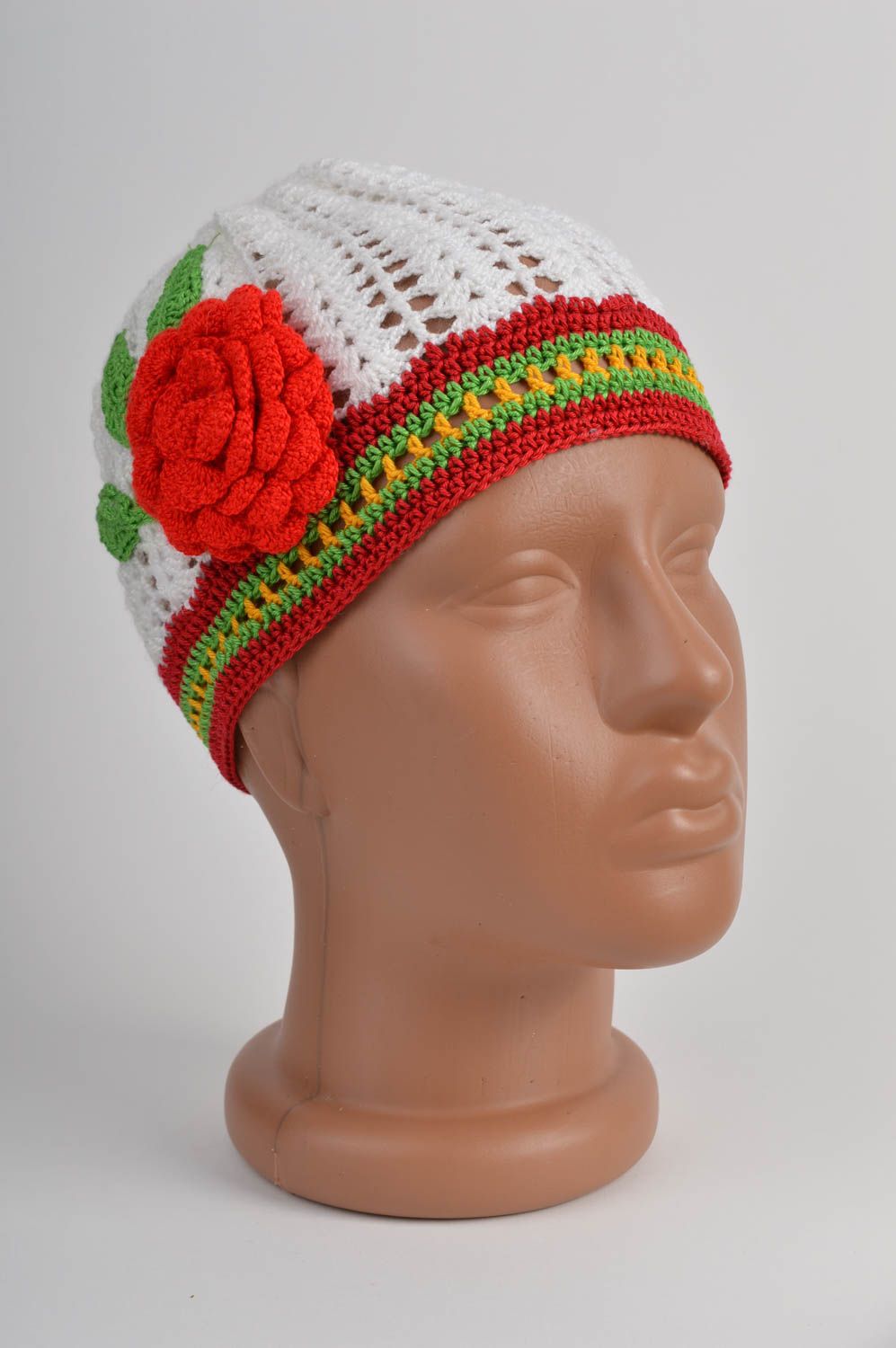 Handmade beautiful crocheted cap cotton warm hat for kids children accessory photo 2
