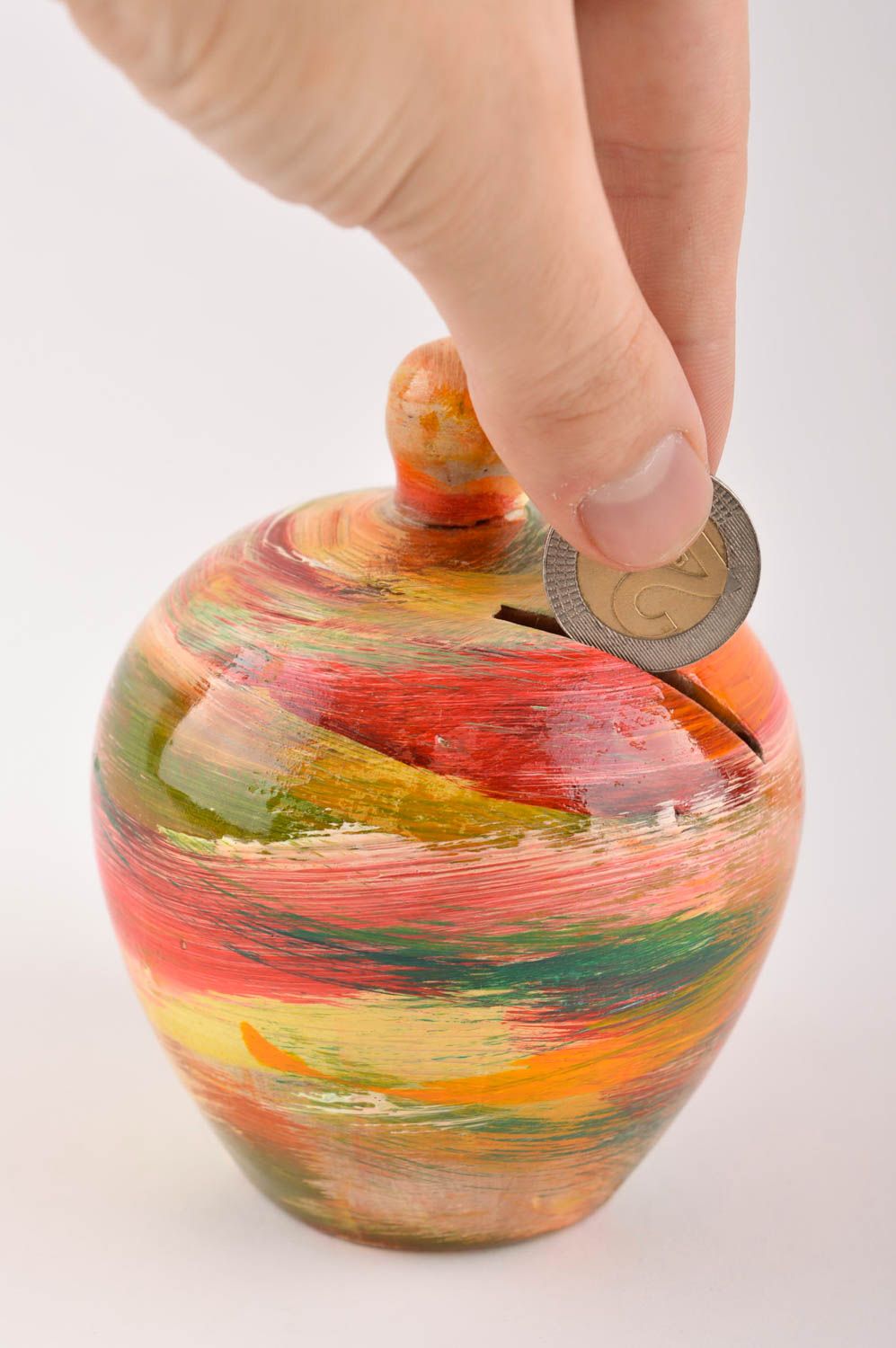Colorful handmade  ceramic moneybox unusual money box pottery works gift ideas photo 5