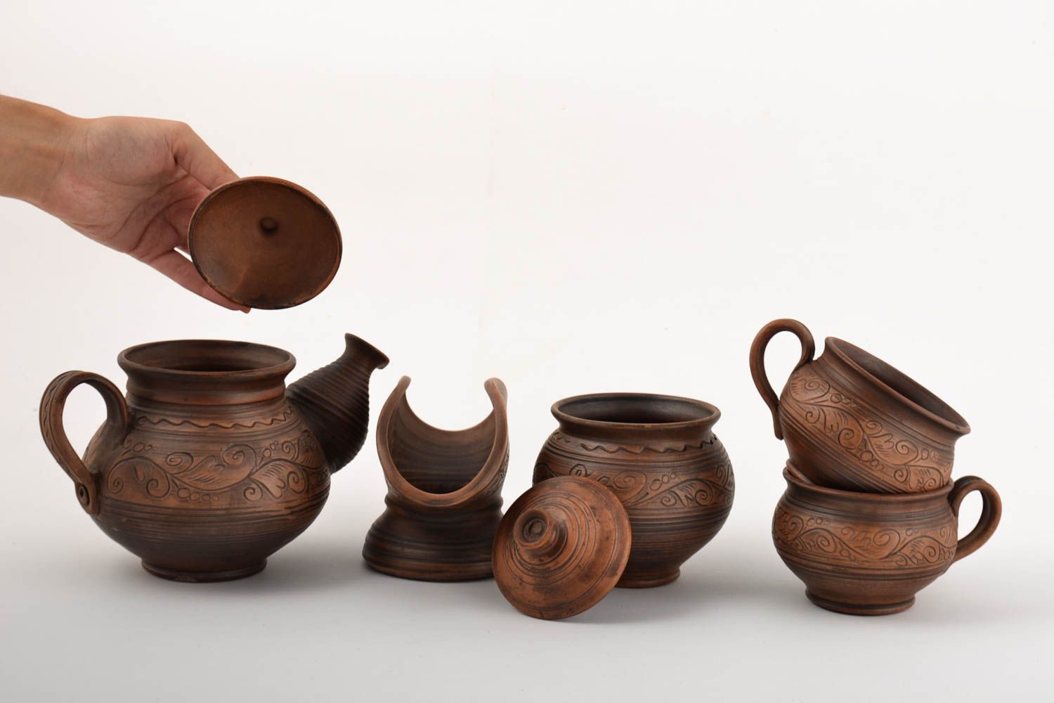 Ceramic 5 cute kitchenware designer handmade tea set clay lovely home decor photo 4