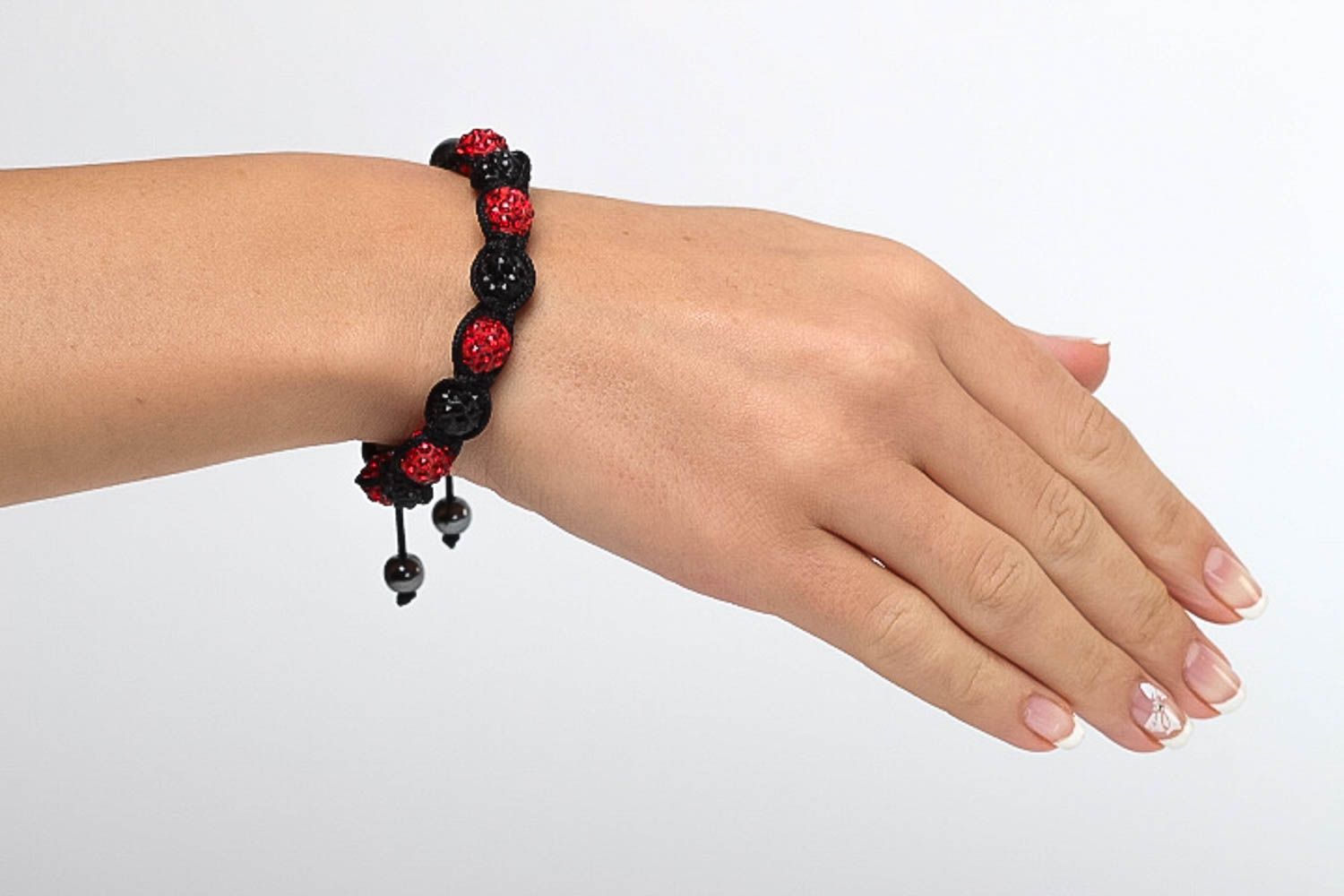 Künstler Damen Armband Ethno Schmuck Designer Accessoire schwarz rot handmade foto 5