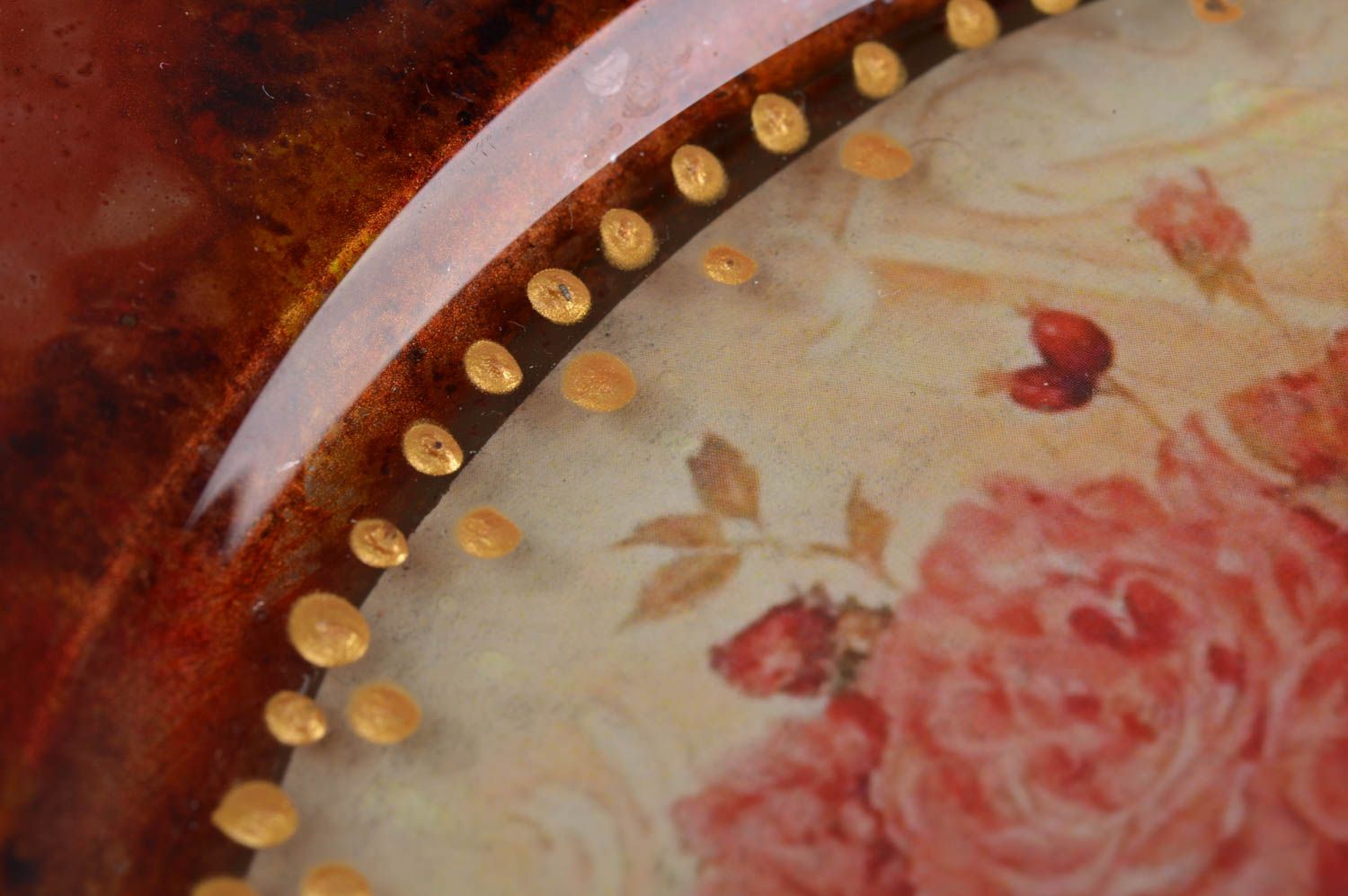 Стеклянная тарелка в технике декупаж ручной работы для декора Весенний букет фото 2