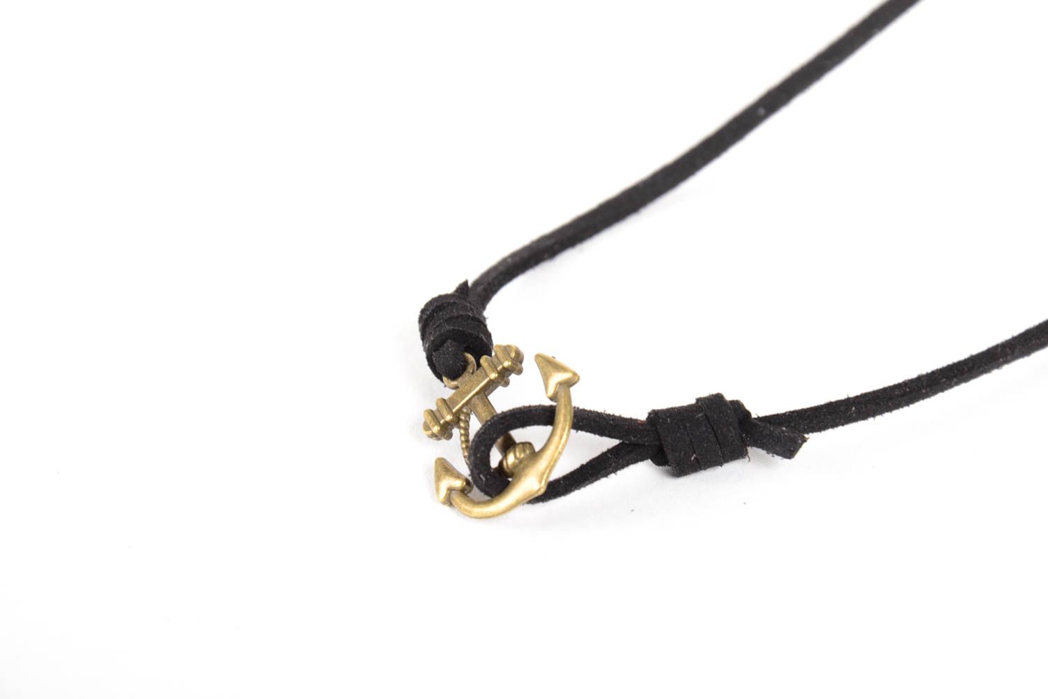 Handmade bracelet with insert unusual black jewelry cute suede bracelet photo 5