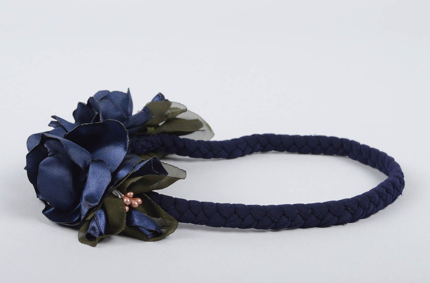 Haarschmuck Blumen handgemacht Haarband Blumen Accessoire für Haare dunkelblau foto 4