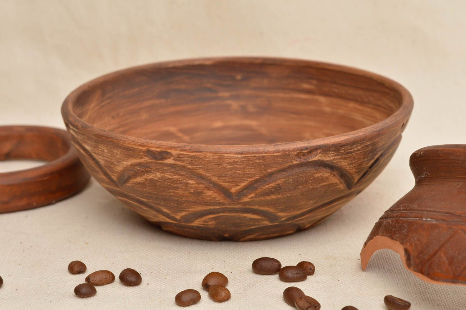5,5 handmade terracotta cereal bowl great natural pottery 0,4 lb photo 1