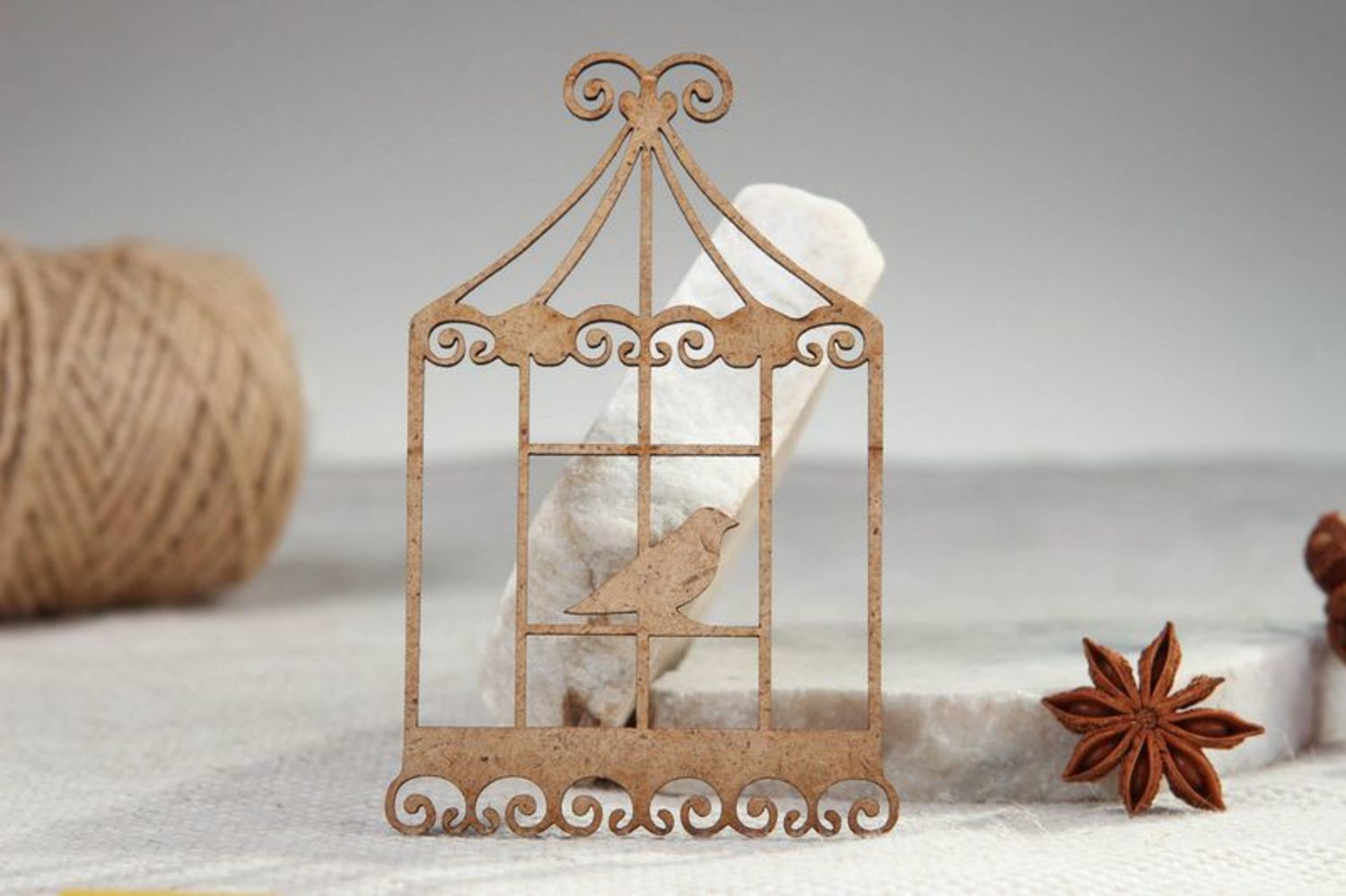 Chipboard Bird in a cage photo 1