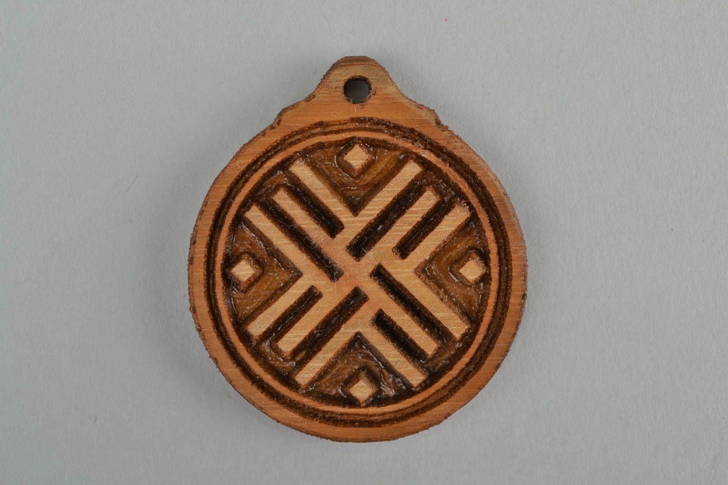 Wood handmade Slavic charm pendant Wanderer ethnic pectoral amulet for present photo 3