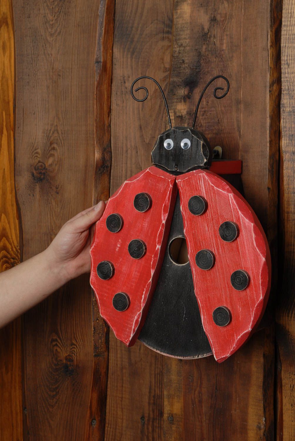 Handmade birdhouse in the shape of ladybird photo 2