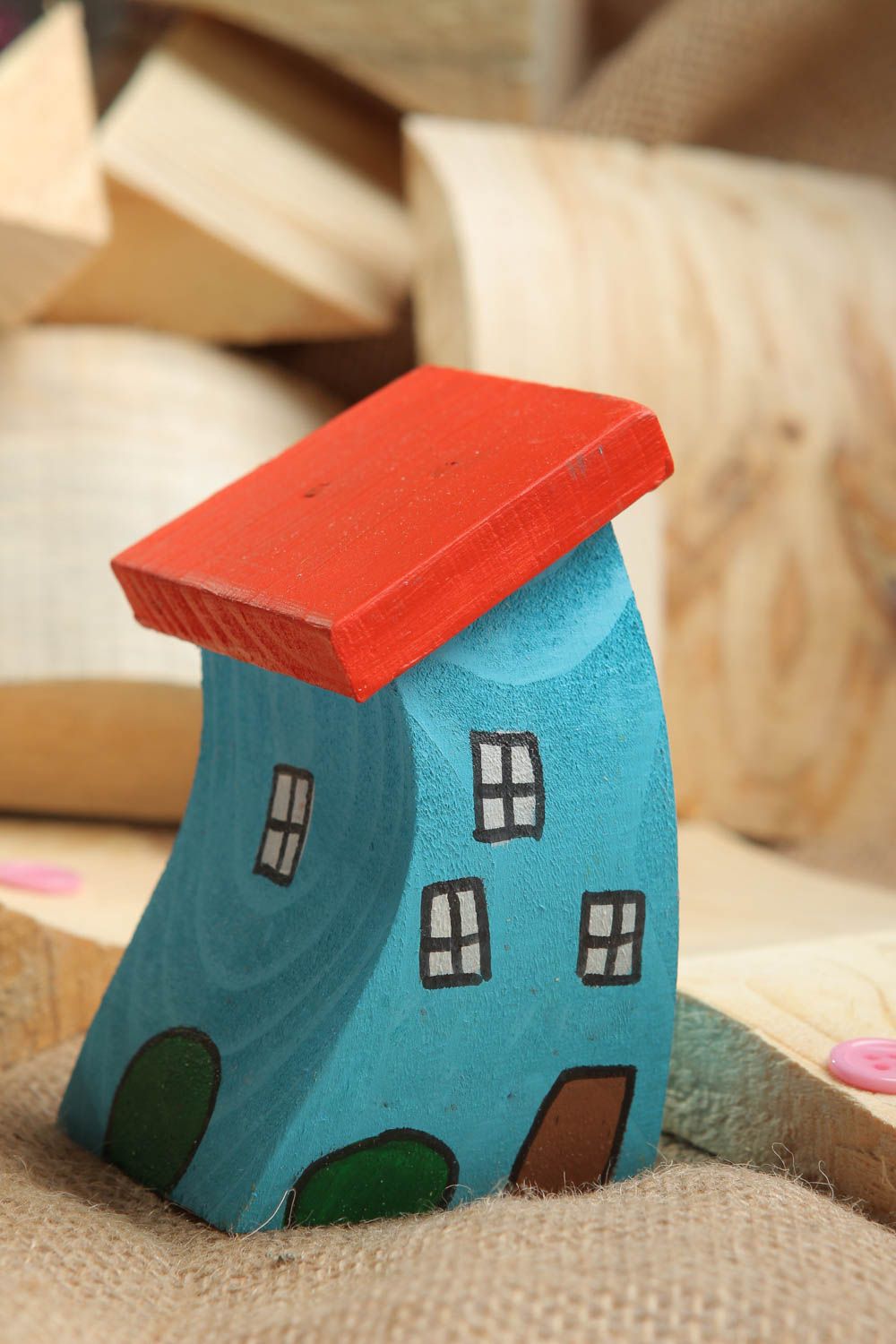 Dekofigur aus Holz handgefertigt Deko Idee Haus originelles Geschenk klein foto 1
