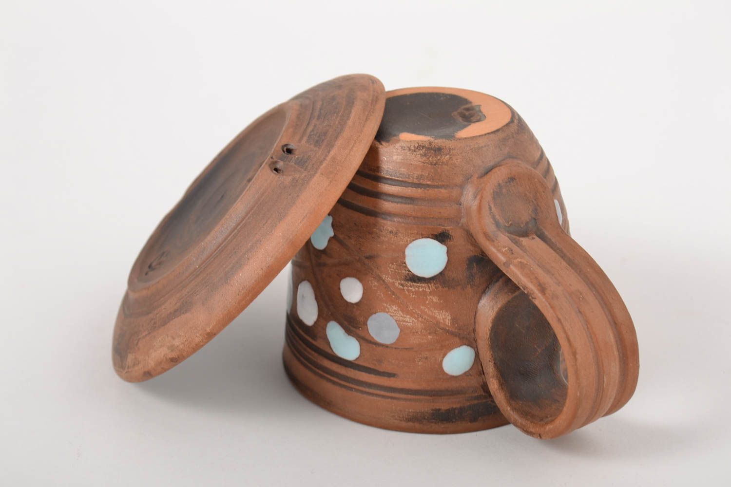 Handgemachtes Geschirr Keramik Tasse Tasse und Untertasse Ton Geschirr kreativ foto 9