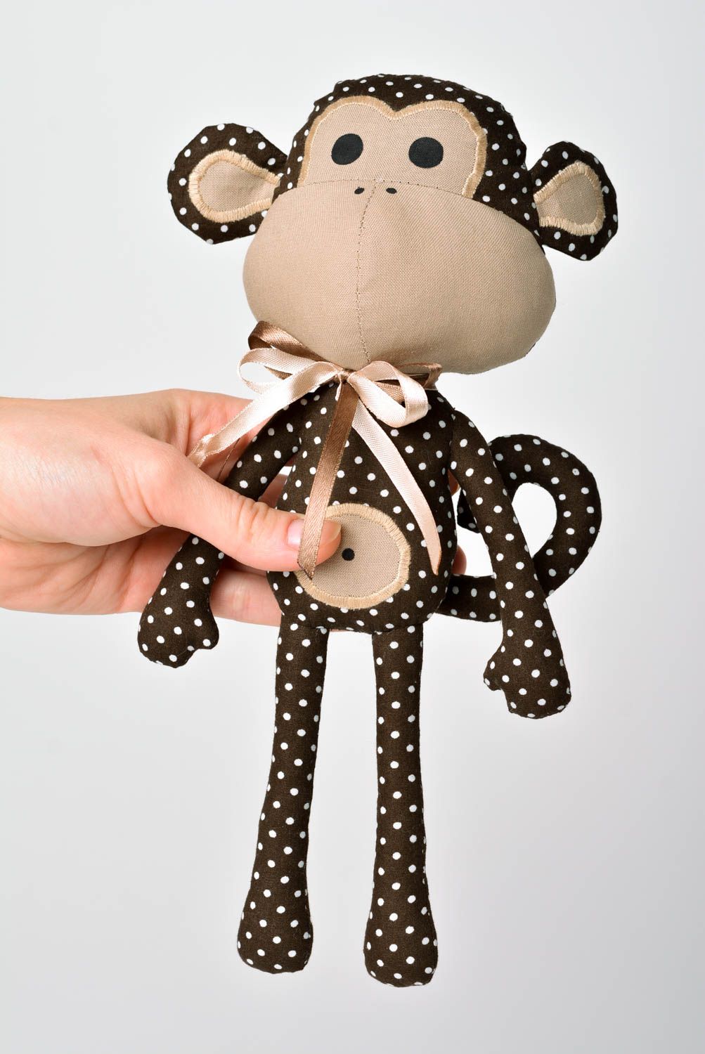 Handmade Deko Stoff Kuscheltier Spielzeug Affe Geschenkidee für Freundin   foto 2