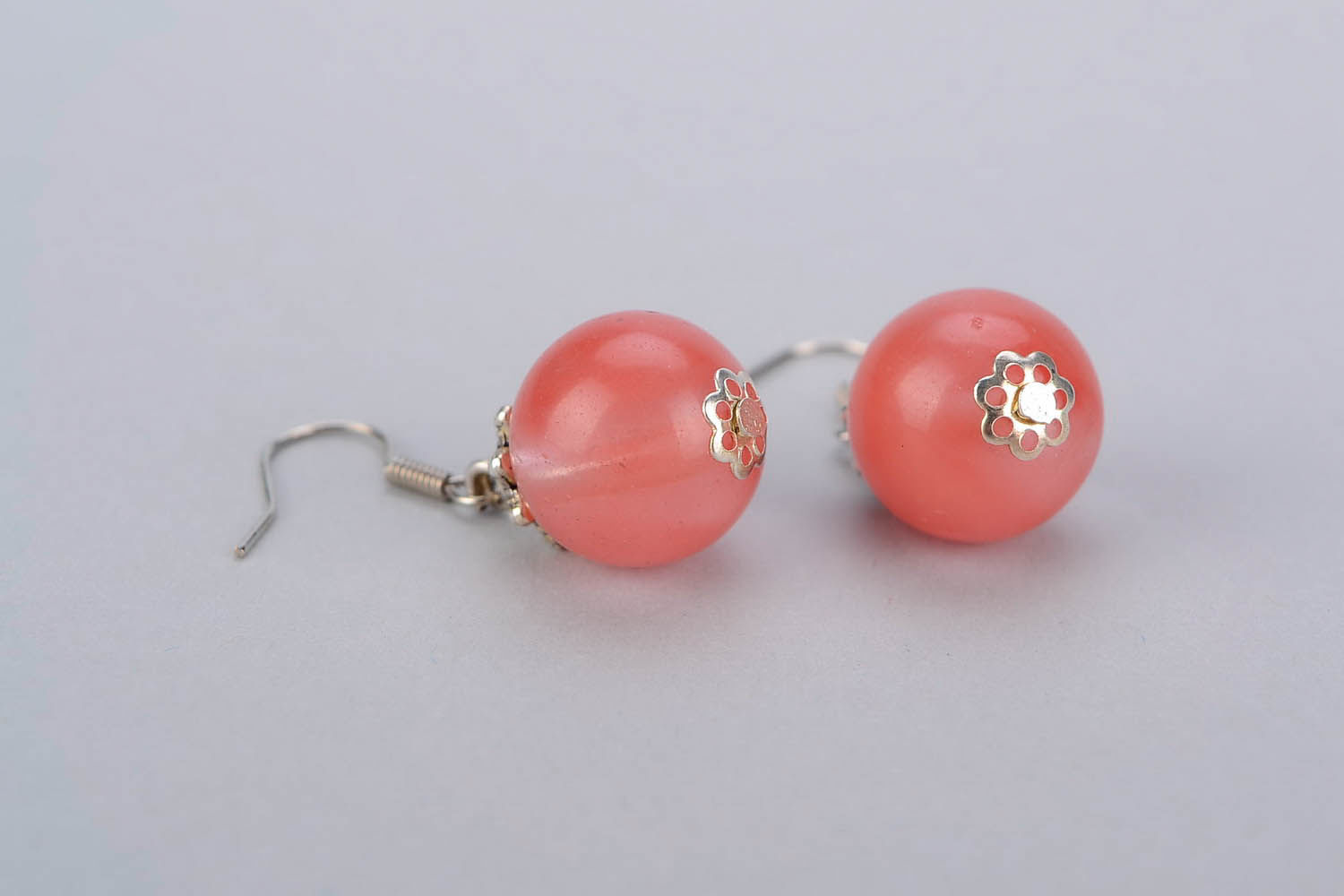Earrings with pink agate photo 5