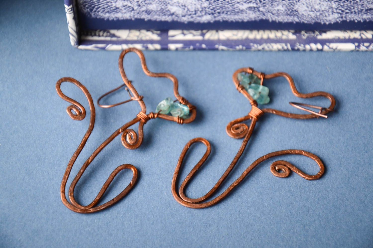 Kupfer Ohrringe handgemachter Schmuck Ohrringe für Damen Vintage Wire Wrap  foto 1