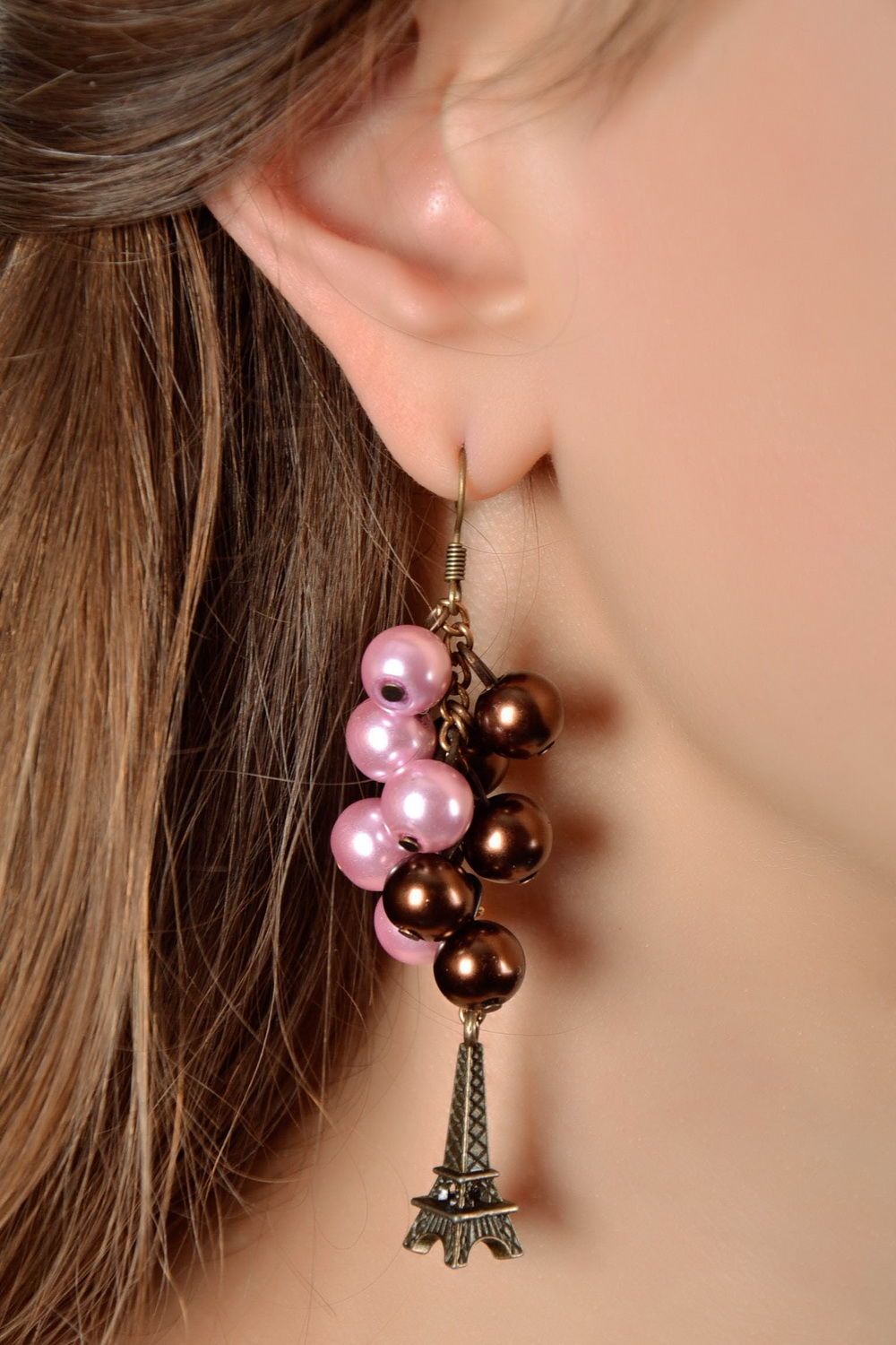 Boucles d'oreilles fait main de perles en céramique photo 4