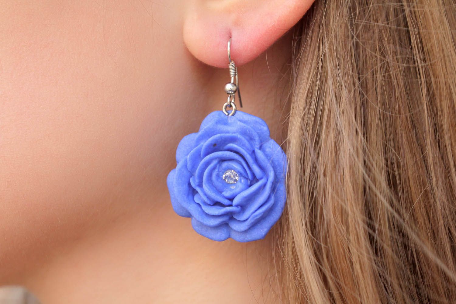 Polymer clay earrings in the shape of flower photo 1