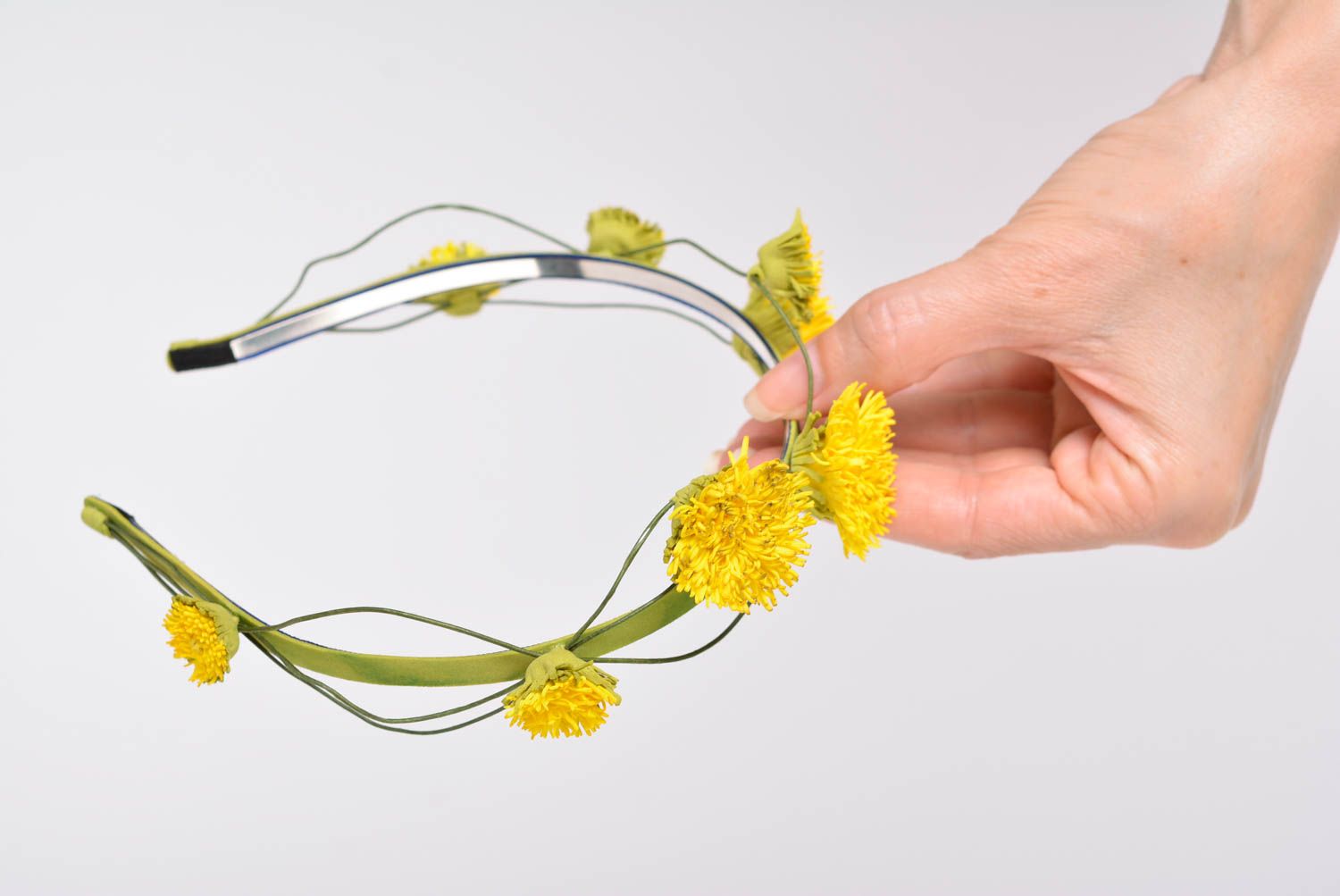 Handmade female accessory yellow bright hairband flower designer hairband photo 3