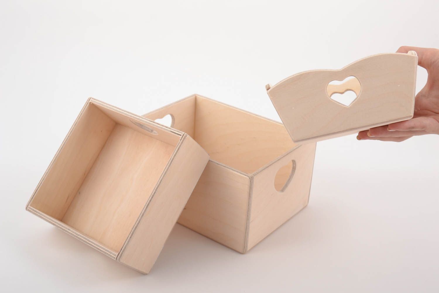 Schachteln aus Holz Set 3 Stück Rohlinge zum Bemalen oder für Decoupage handmade foto 5
